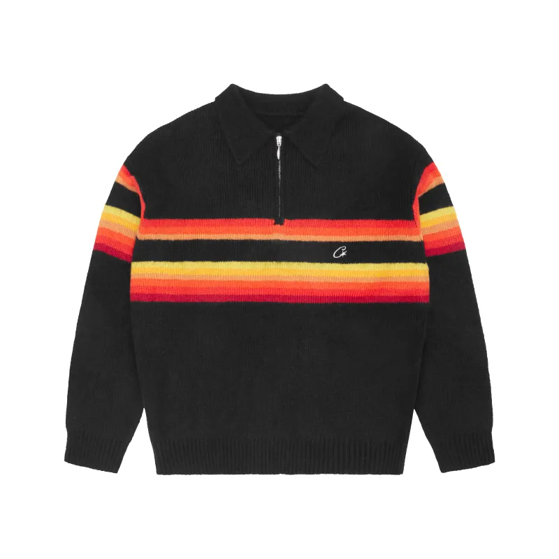 GRADIENT HALF KNIT ZIP PULLOVER [BLACK] made by Corteiz