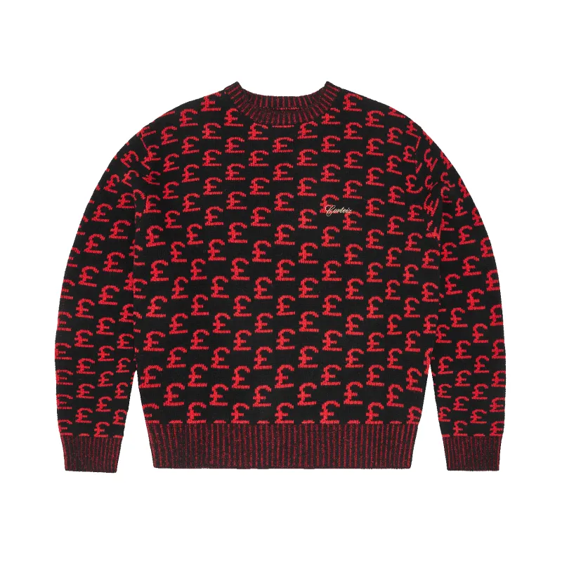 GBP JACQUARD KNIT SWEATER [BLACK] sold by Corteiz