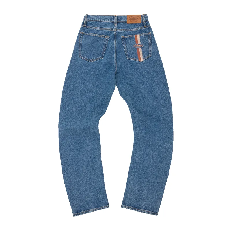 DUAL STRIPE BAGGY JEANS [MIDWASH] sold by Corteiz