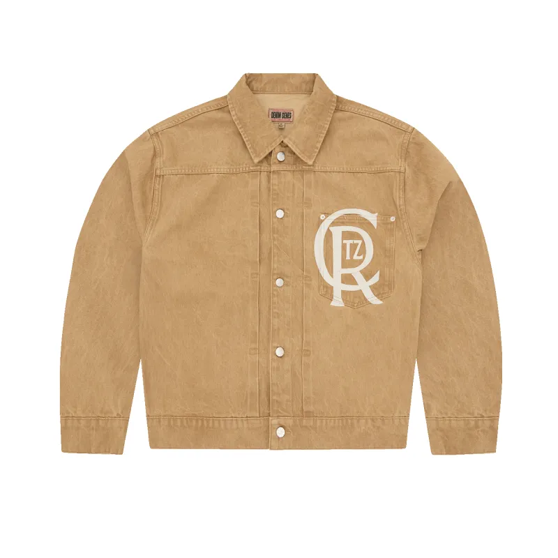 CREST CHAINSTITCH DENIM JACKET [TAN] made by Corteiz