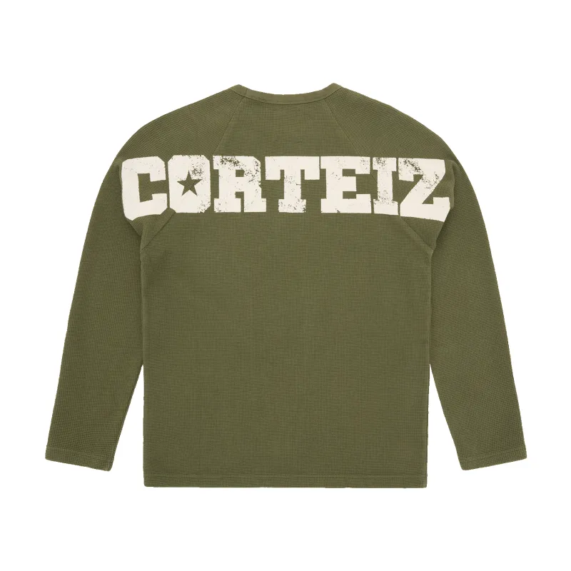 STAR RAGLAN WAFFLE THERMAL [OLIVE] sold by Corteiz