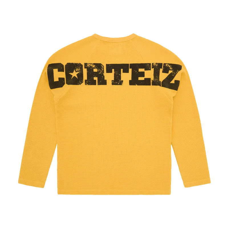 STAR RAGLAN WAFFLE THERMAL [YELLOW] sold by Corteiz