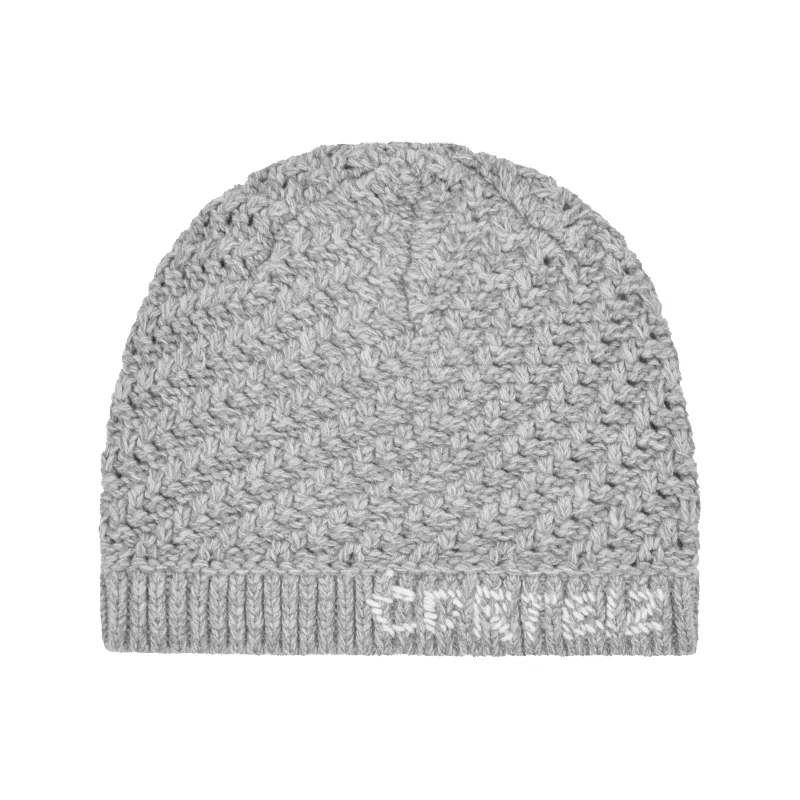 HAND EMBROIDERED KNIT BEANIE [GREY] sold by Corteiz