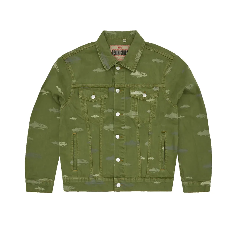 ALCATRAZ PATTERN DENIM JACKET [KHAKI] made by Corteiz