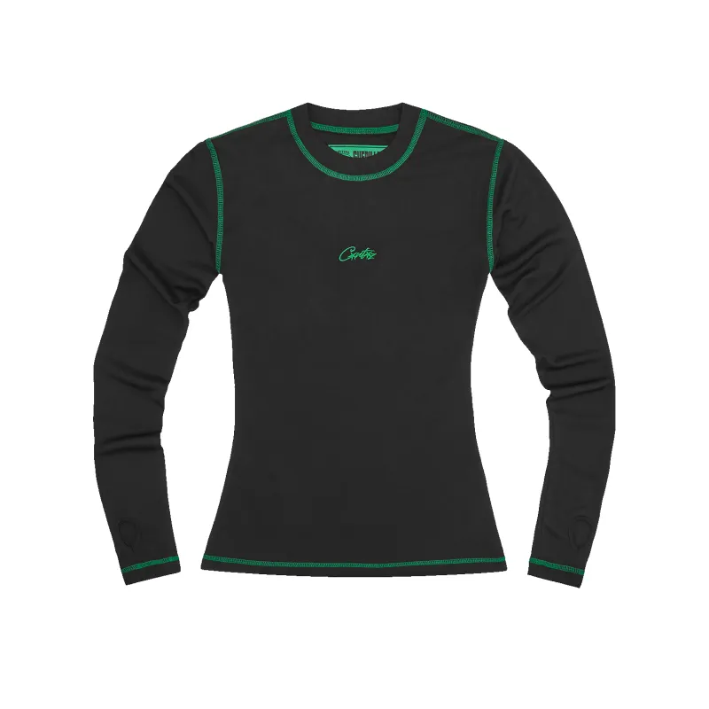WOMENS MESH LONGSLEEVE [BLACK & GREEN] sold by Corteiz