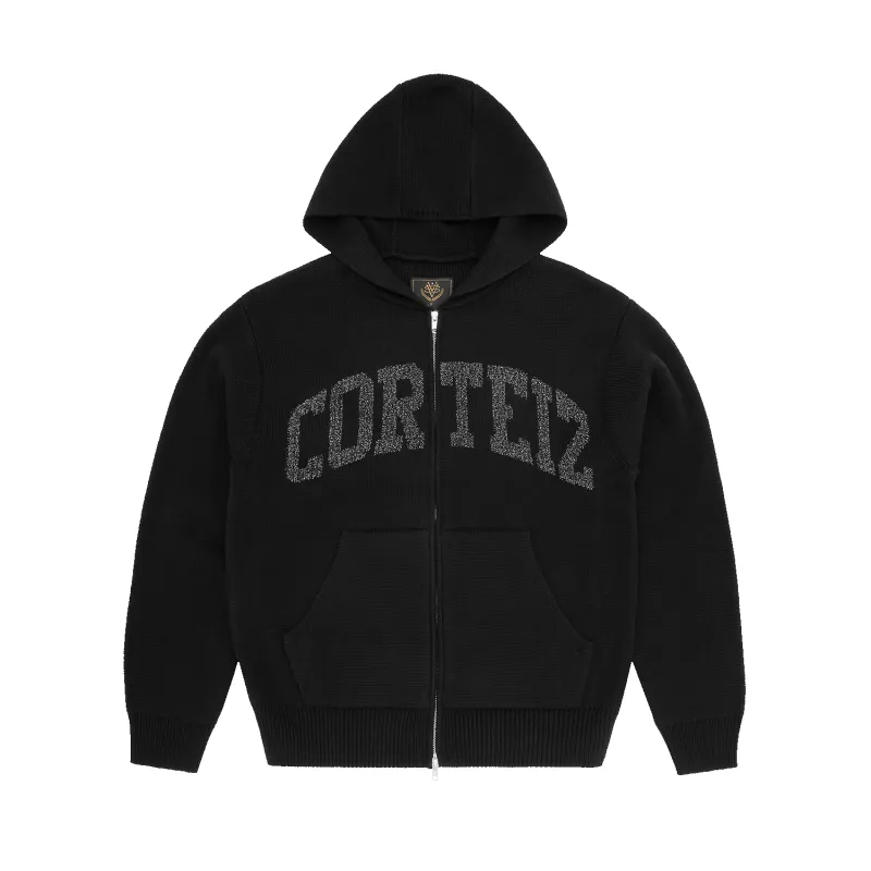3M COLLEGE KNIT ZIP HOODIE  [BLACK] made by Corteiz