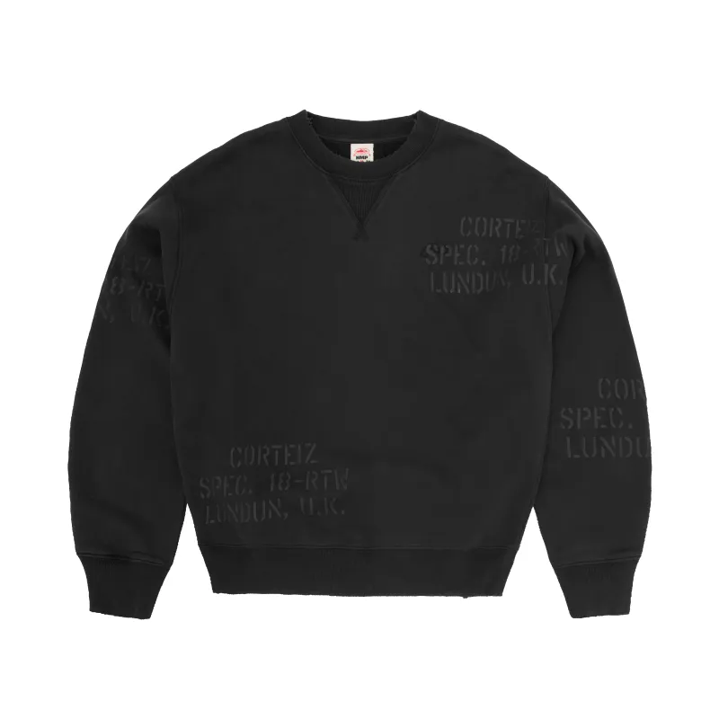 HMP STENCIL CREWNECK [BLACK OVERDYE] sold by Corteiz