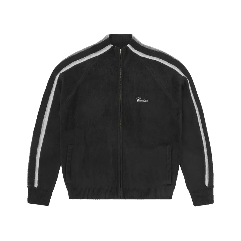 MULTI STRIPE KNIT ZIP UP [BLACK] made by Corteiz