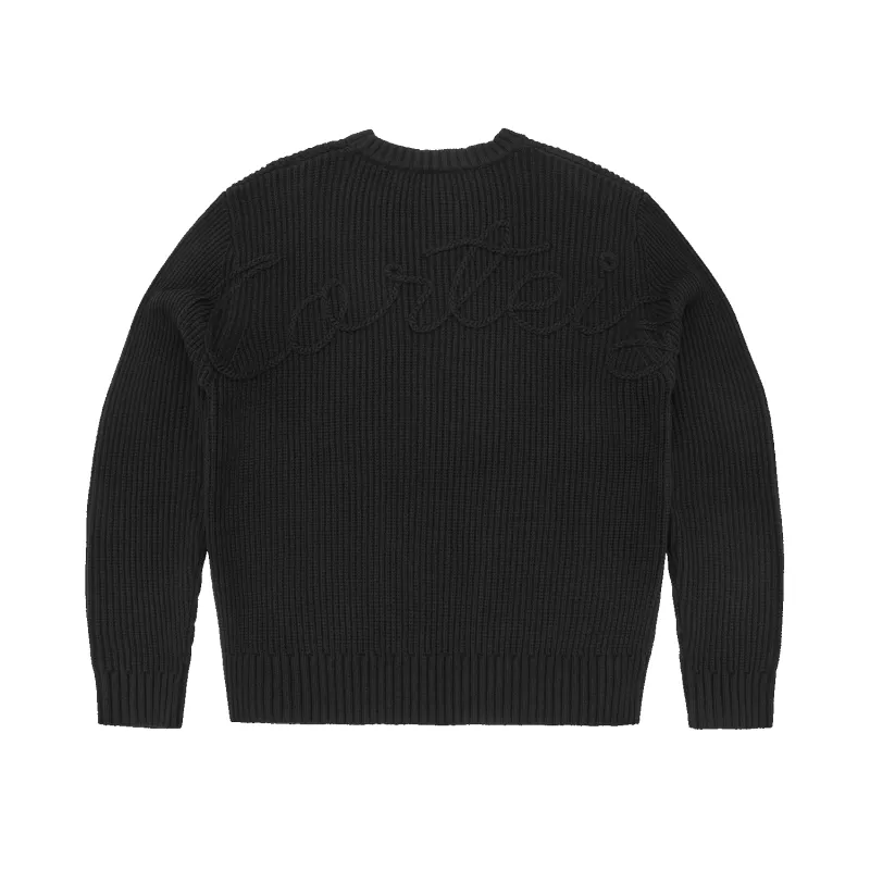 CROCHET APPLIQUE KNIT CREW [TRIPLE BLACK] sold by Corteiz