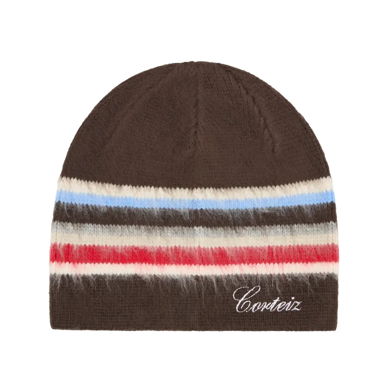 MULTI STRIPE KNIT BEANIE [BROWN] made by Corteiz