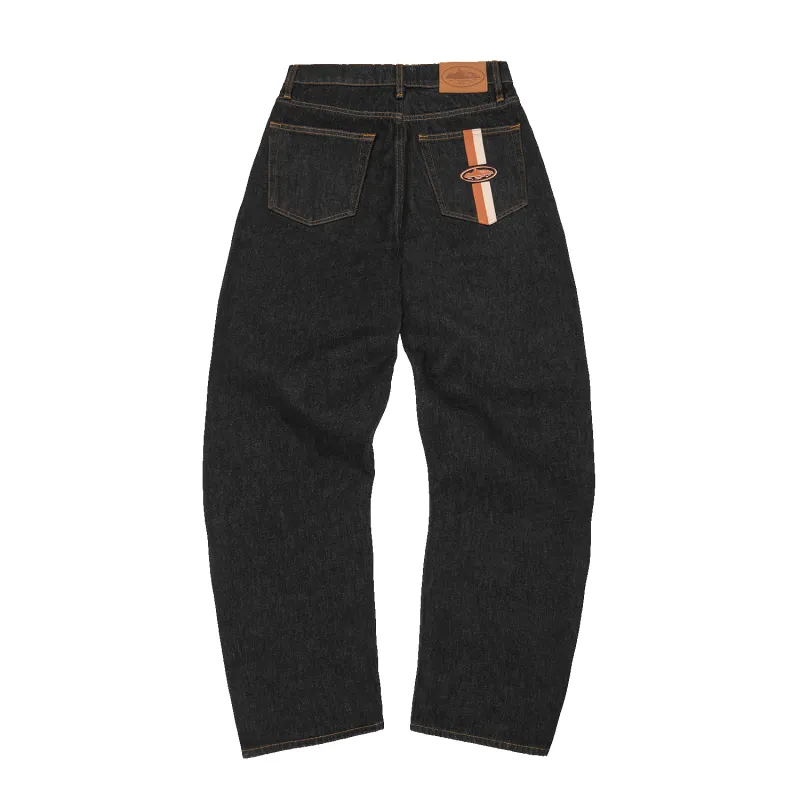 DUAL STRIPE BAGGY JEANS [WASHED BLACK] made by Corteiz