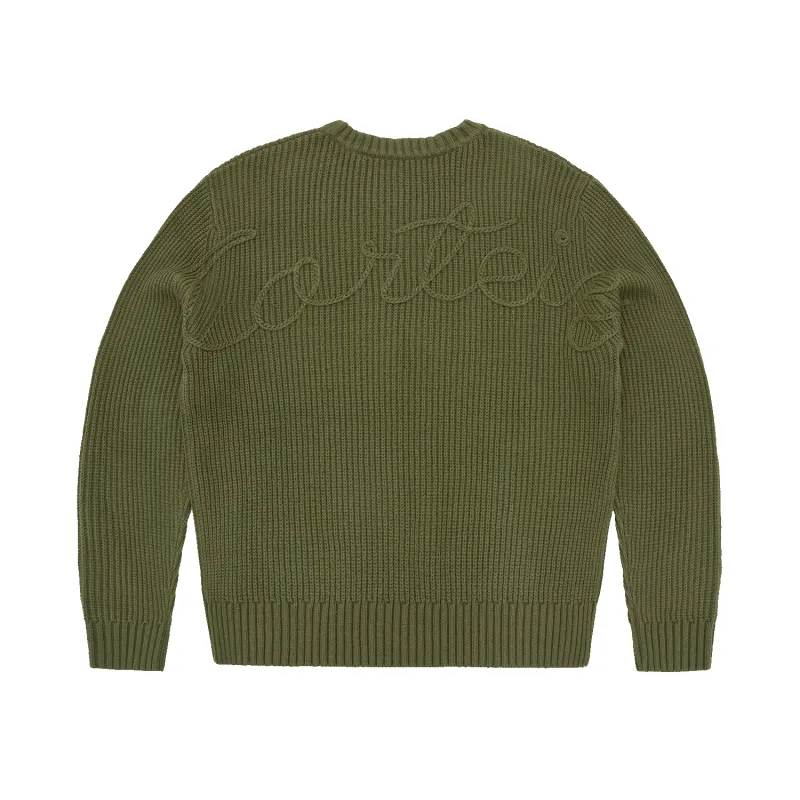 CROCHET APPLIQUE KNIT CREW [KHAKI] made by Corteiz