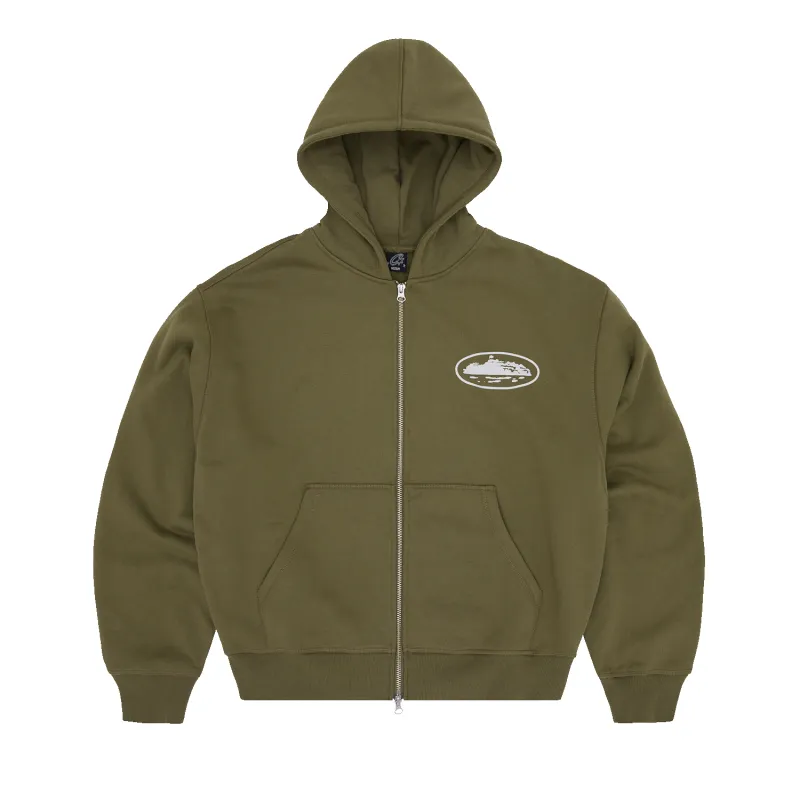 ISLAND PUFF PRINT ZIP HOODIE [OLIVE] made by Corteiz