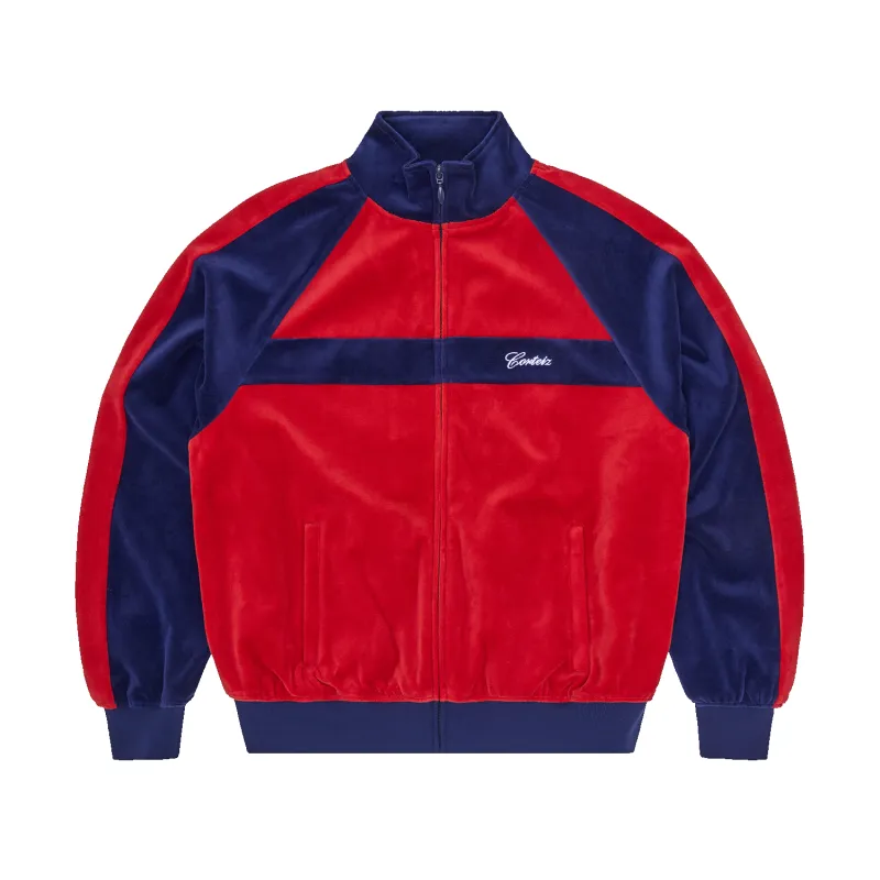 PISTA VELOUR TRACK JACKET [NAVY/RED] made by Corteiz