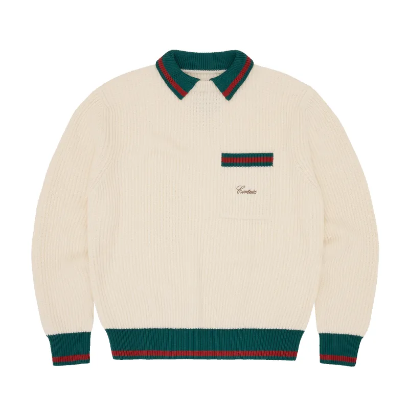 GIANNI KNIT POLO SWEATER [CREAM] made by Corteiz