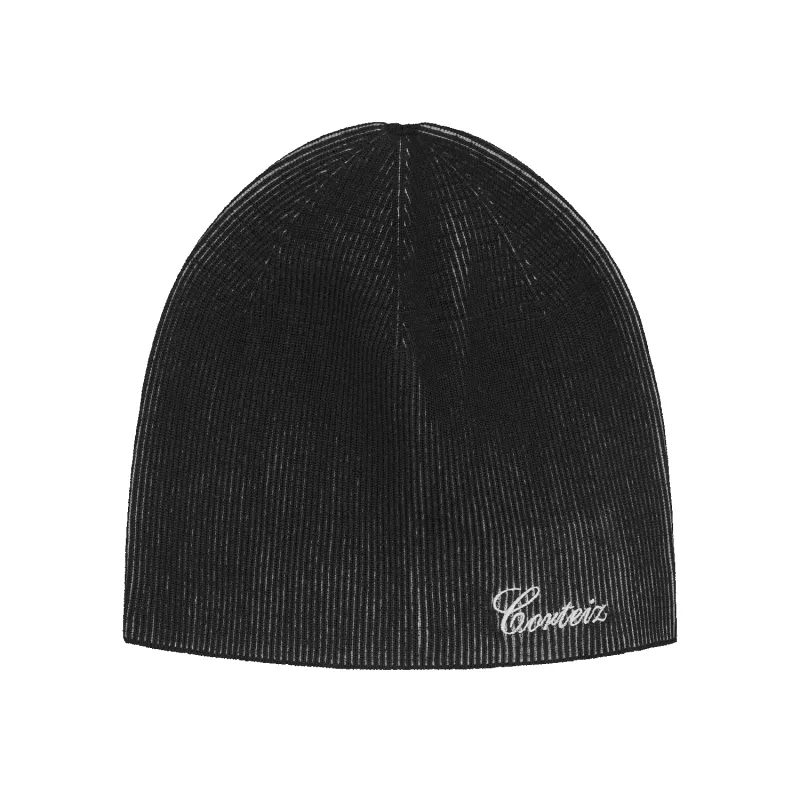 2 TONE RIBBED KNIT BEANIE [BLACK] made by Corteiz