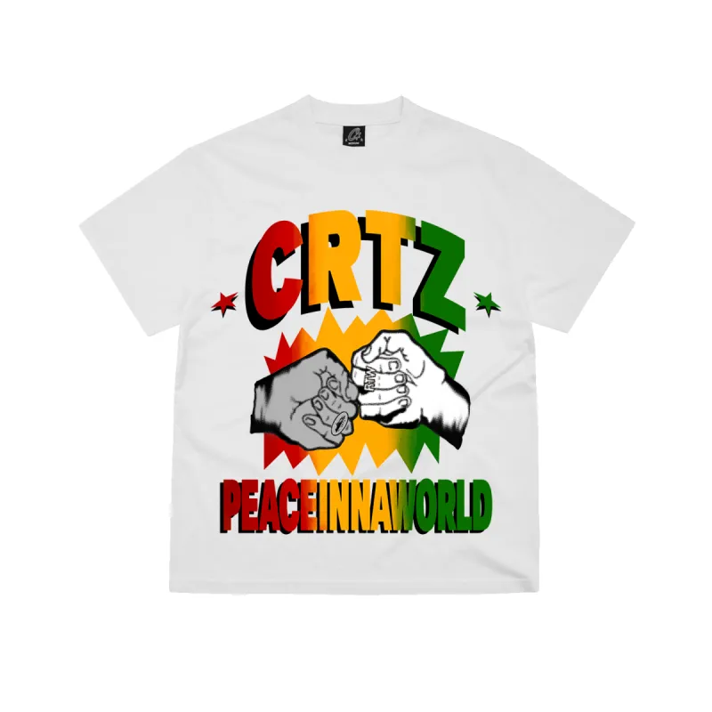PEACEINNAWORLD TEE [WHITE] *NEW BLANK* sold by Corteiz