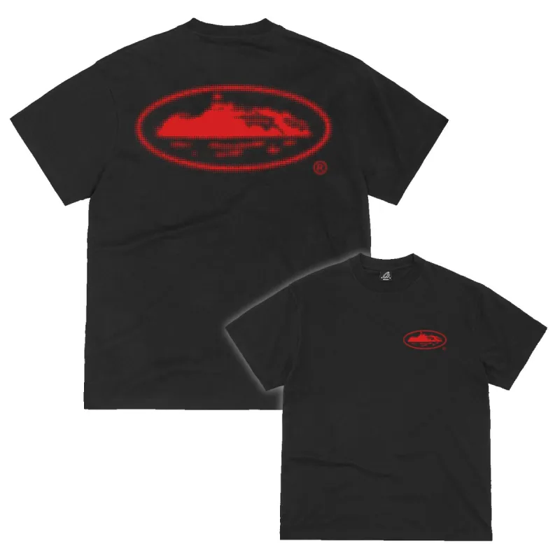 HALFTONE ISLAND TEE [BLACK & RED] *NEW BLANK* sold by Corteiz