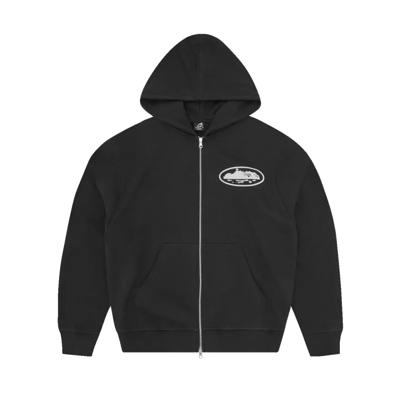 ISLAND PUFF PRINT ZIP HOODIE [WASHED BLACK] sold by Corteiz
