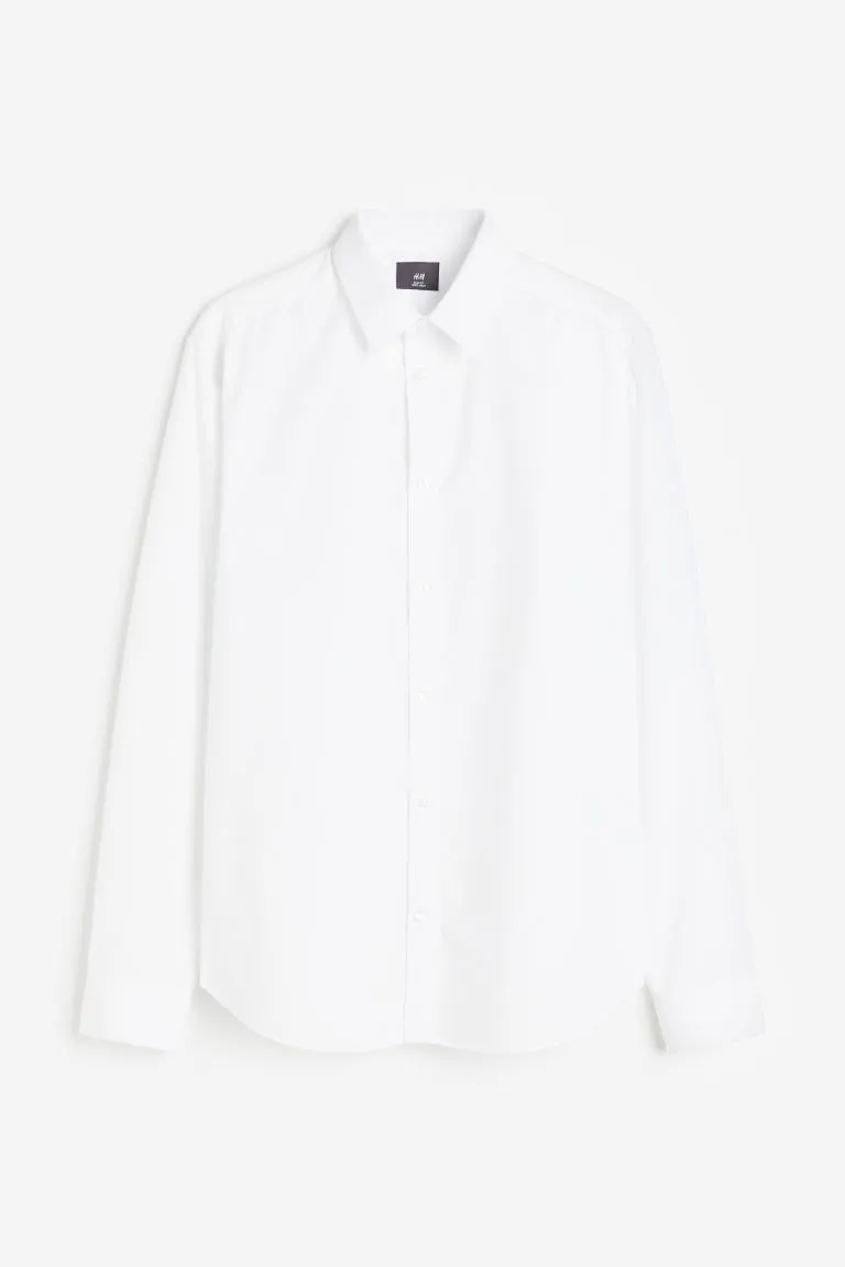 H & M - Slim Fit Easy-iron shirt - White sold by H&M