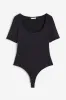 H&M - Short-sleeved thong body - Black sold by H&M