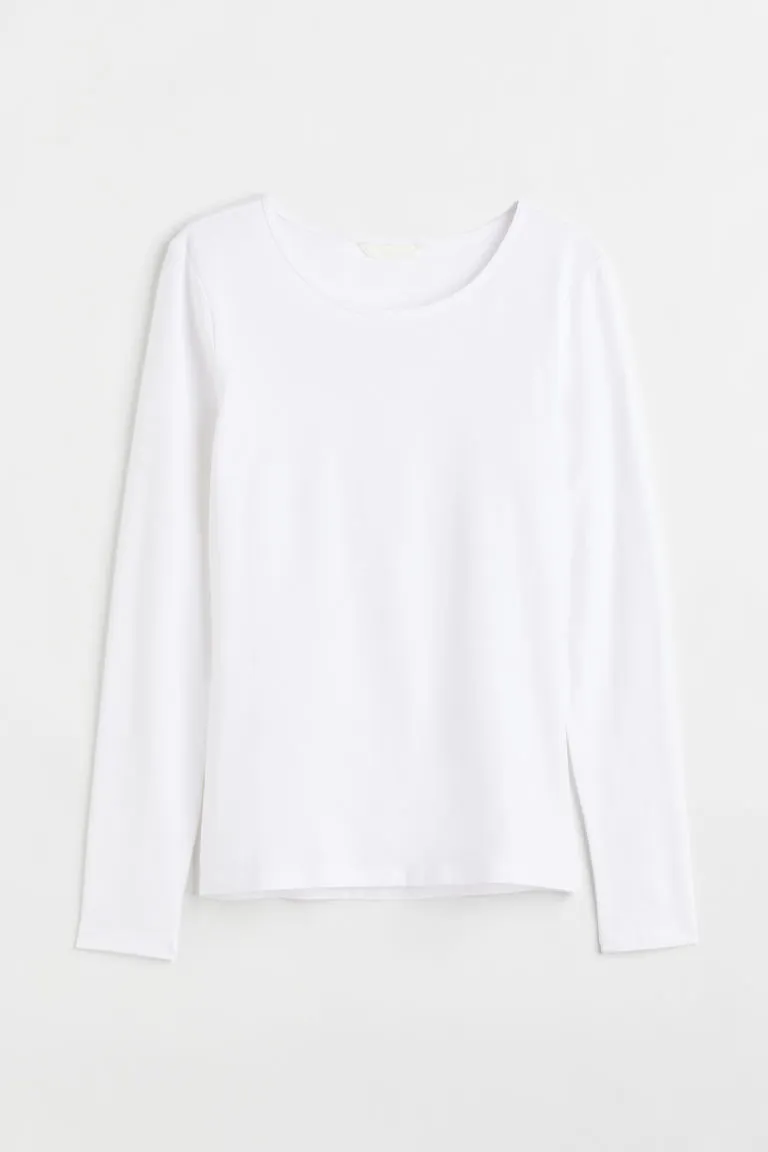 H & M - Long-sleeved jersey top - White sold by H&M