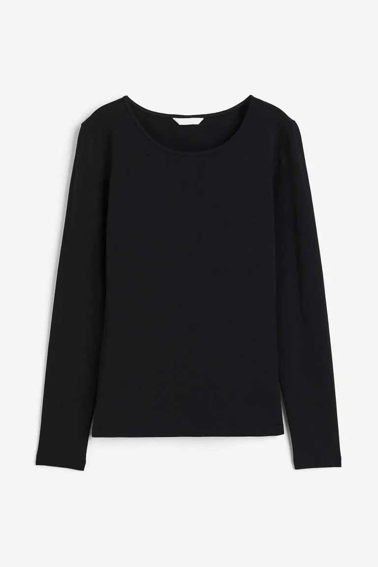 H&M - Long-sleeved jersey top - Black sold by H&M