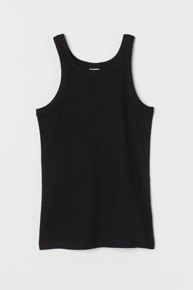 H&M - Ribbed vest top - Black sold by H&M