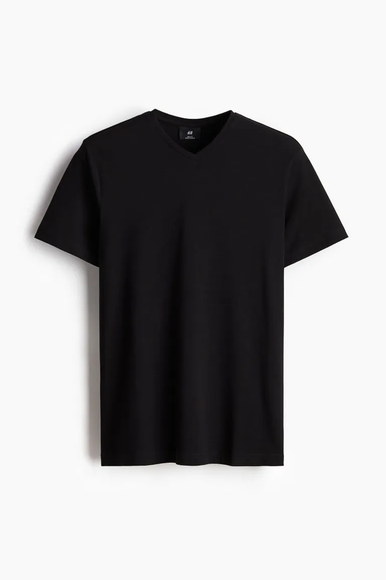 H&M - Slim Fit V-neck T-shirt - Black sold by H&M