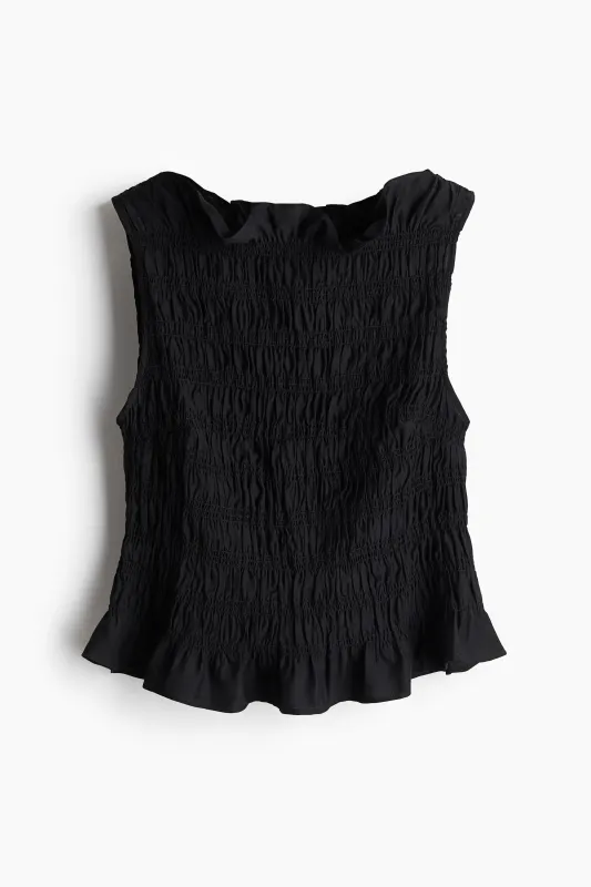 H&M - Smocked top - Black sold by H&M
