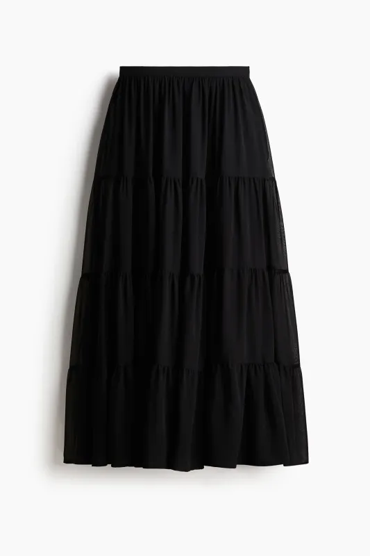 H & M - Tiered maxi skirt - Black sold by H&M