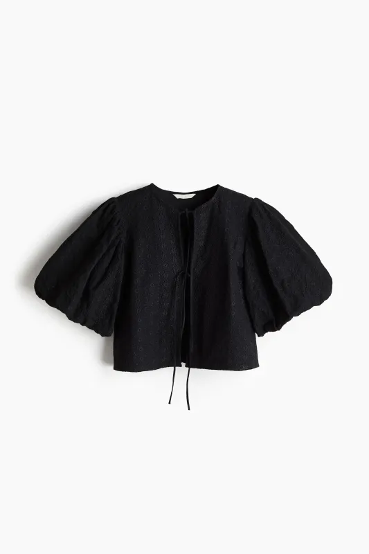 H&M - Broderie anglaise blouse - Black sold by H&M