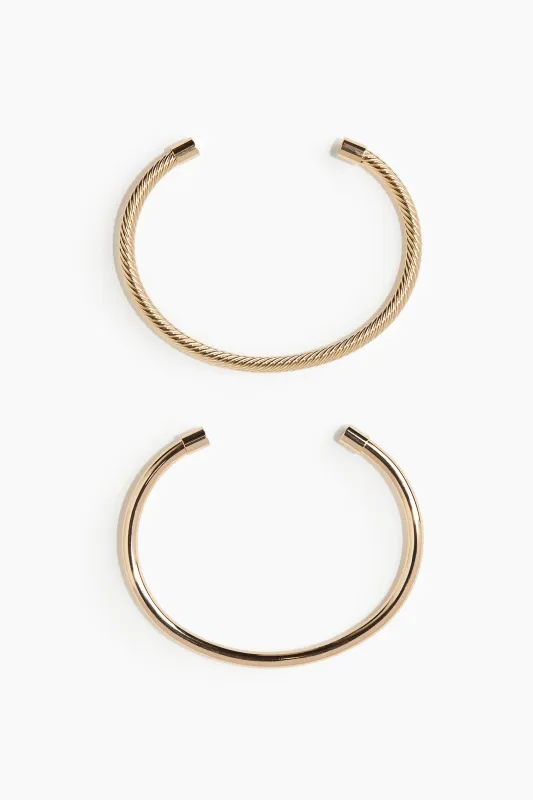 H&M - 2-pack cuff bracelets - Gold sold by H&M