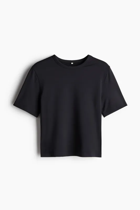 H&M - Cropped sports top with DryMove™ - Black sold by H&M
