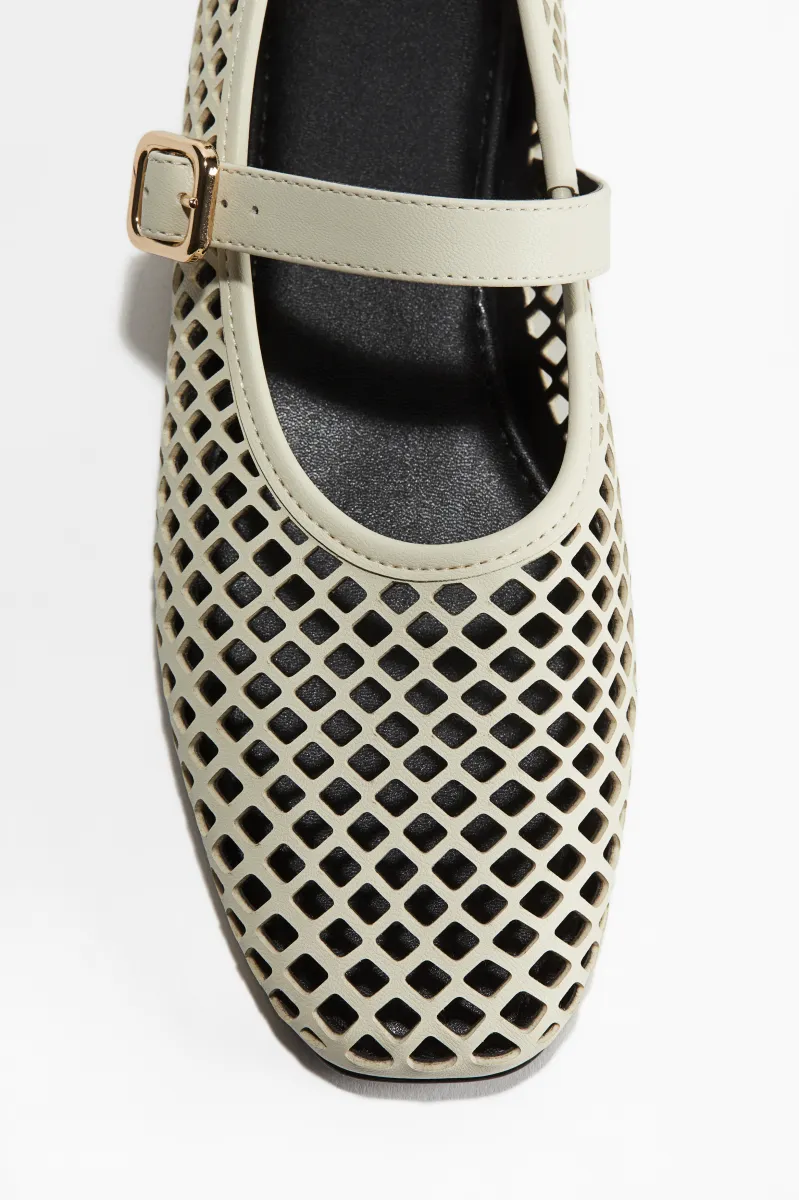 H & M - Perforated Mary Jane ballet pumps - Beige sold by H&M