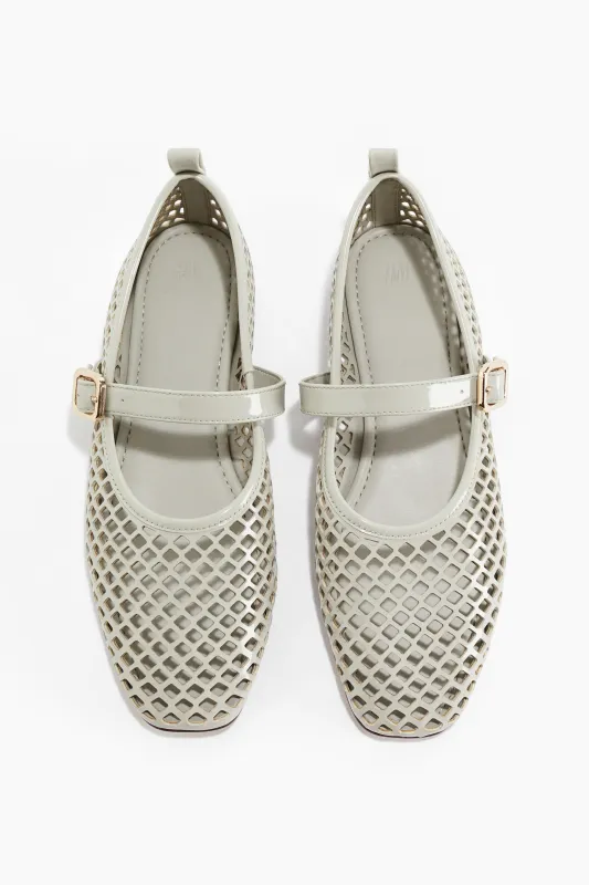 H&M - Perforated Mary Jane ballet pumps - Green sold by H&M