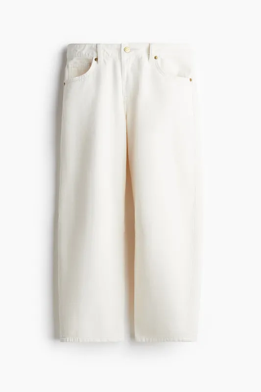 H&M - Barrel Regular Cropped Jeans - White sold by H&M