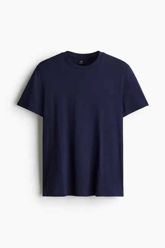 H & M - Regular Fit Round-neck T-shirt - Blue sold by H&M