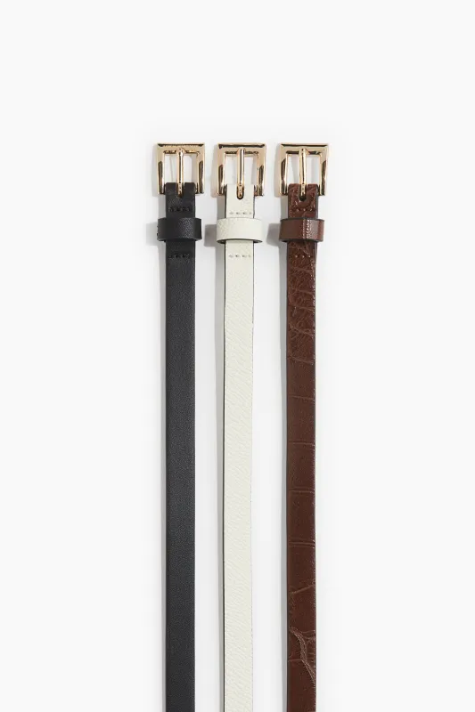 H&M - 3-pack narrow belts - White sold by H&M