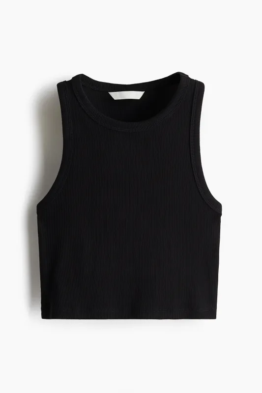 H&M - Cropped vest top - Black sold by H&M