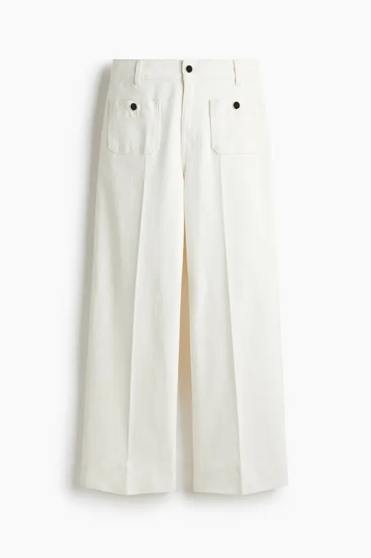 H&M - Wide High Ankle Jeans - White sold by H&M