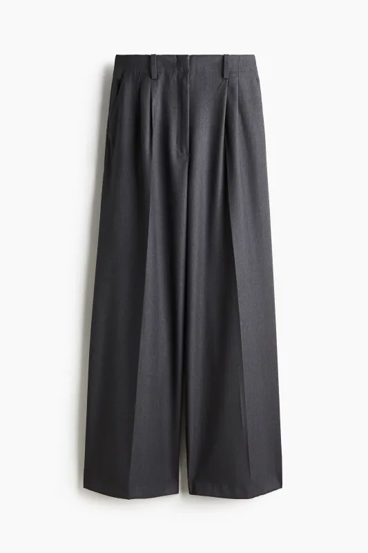 H & M - Wide twill trousers - Grey sold by H&M