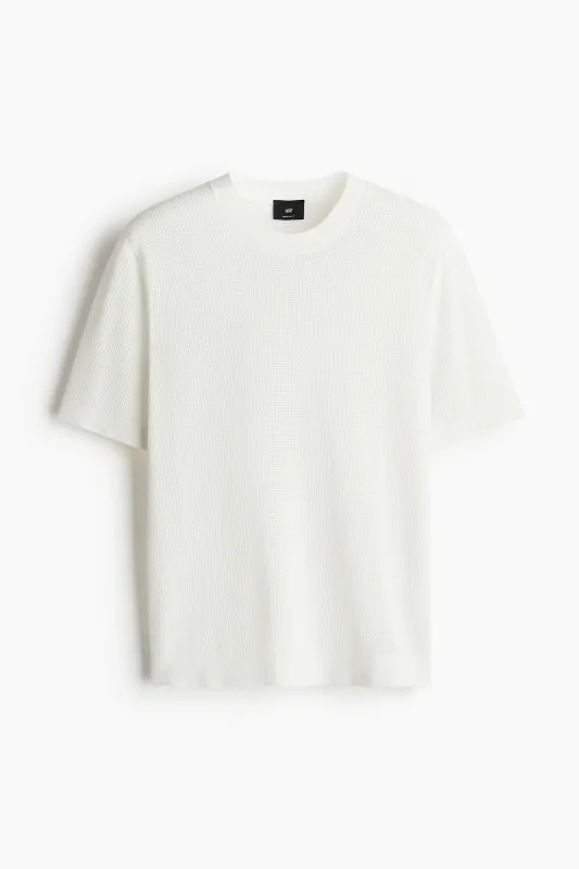 H & M - Regular Fit Hole-knit T-shirt - White sold by H&M