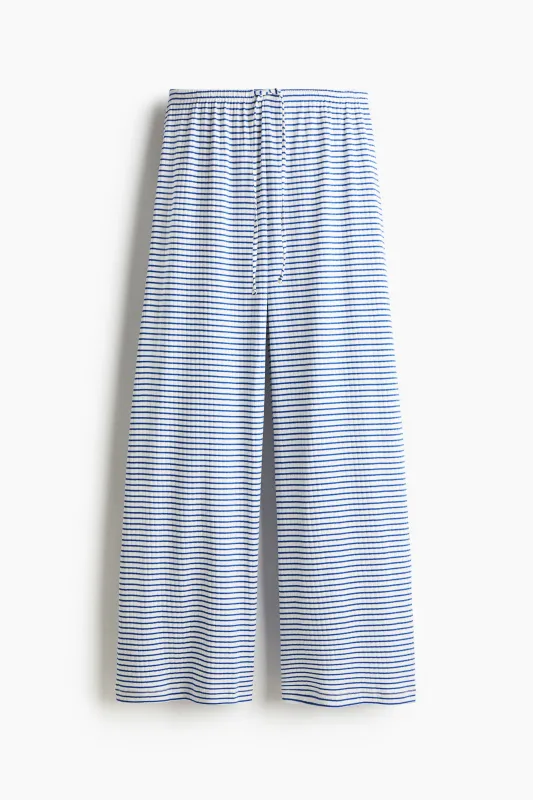 H & M - Ribbed drawstring trousers - Blue sold by H&M