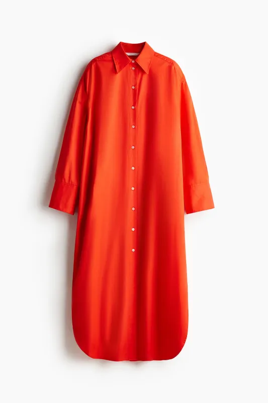 H & M - Oversized cotton shirt dress - Red sold by H&M