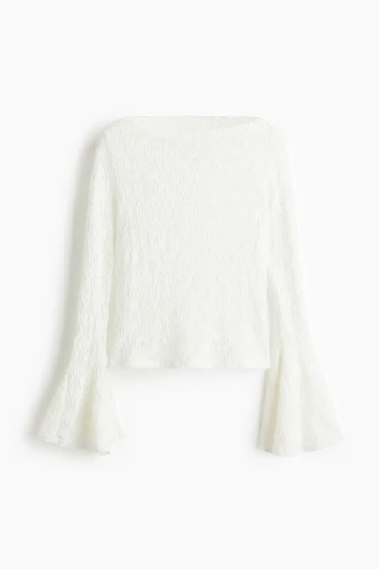 H & M - Trumpet-sleeved top - White sold by H&M