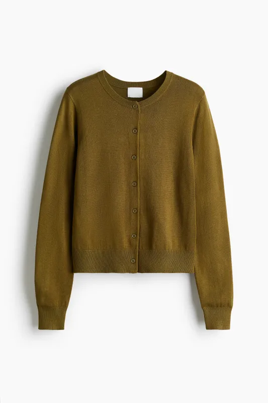 H & M - Fine-knit cardigan - Green sold by H&M