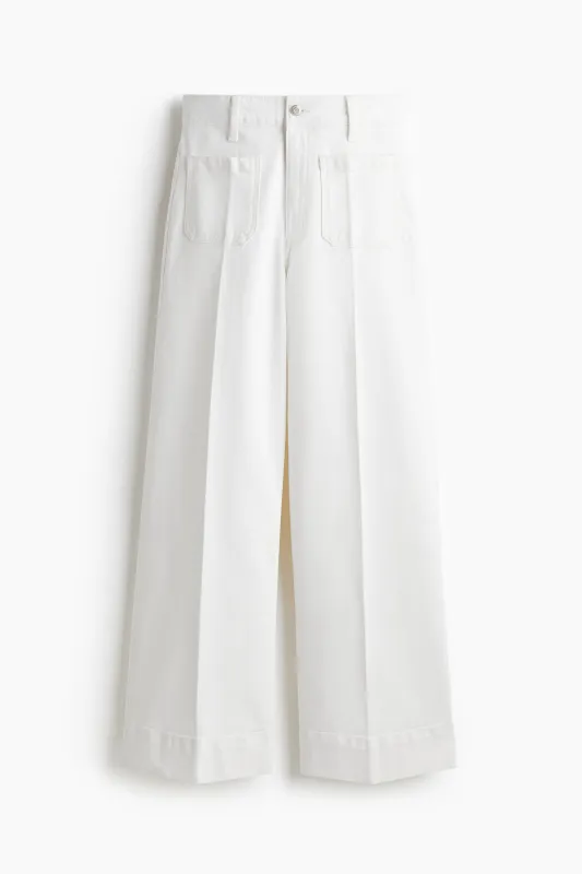 H & M - Wide High Jeans - White sold by H&M