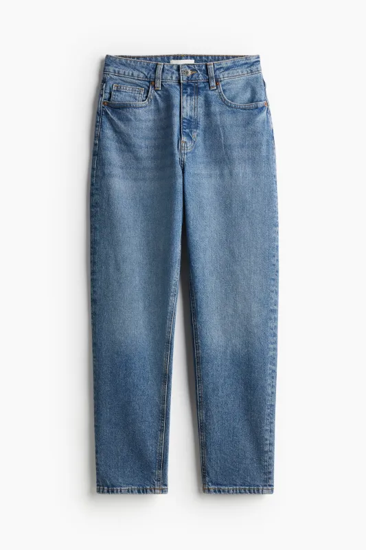 H & M - Slim Fit Mom High Ankle Jeans - Blue sold by H&M