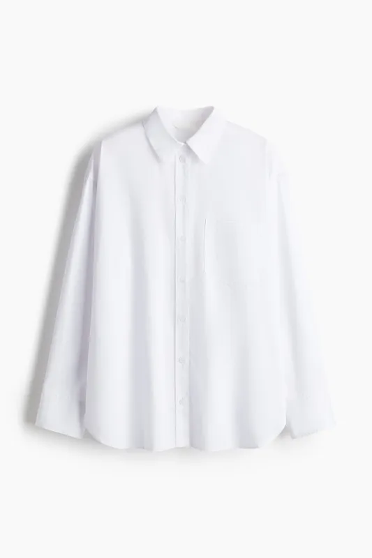 H & M - Oversized cotton poplin shirt - White sold by H&M